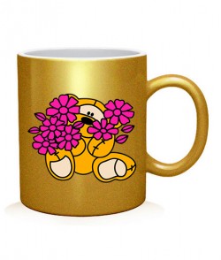 Чашка арт Ведмедик з квітами