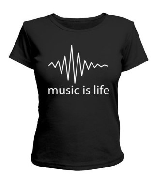 Жіноча футболка з написами Music is life