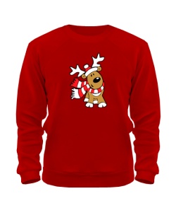 Світшот (Червоний L) Олень-шарфик