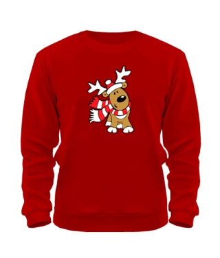 Світшот (Червоний L) Олень-шарфик