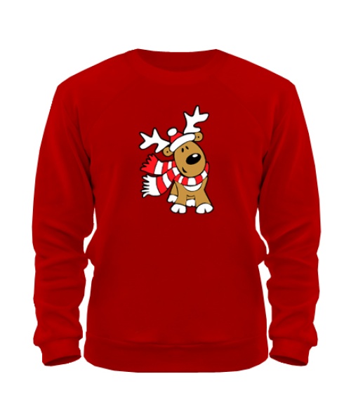 Світшот (Червоний L) Олень-шарфик