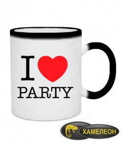 Чашка хамелеон I love party-Вариант 2