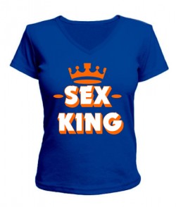 Женская футболка с V-образным вырезом Sex King