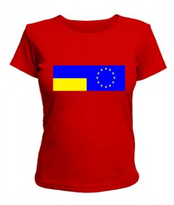 Женская футболка Флаг Украины и Евросоюза Вариант №2