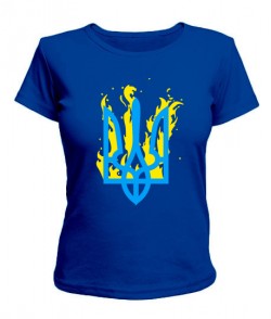 Женская футболка (синяя XXL) Герб Украины Вариант №16
