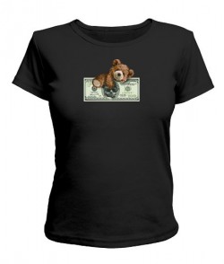 Женская футболка Мишка и доллар