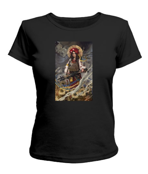 Жіноча футболка Українка з автоматом