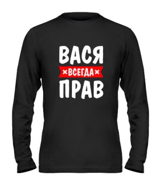 Мужской Лонгслив Вася всегда прав