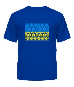 Чоловіча футболка (синя L) Прапор України - Вишиванка