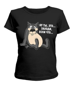 Жіноча футболка (Чорний L) Заходь, якщо що
