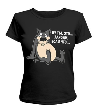 Жіноча футболка (Чорний L) Заходь, якщо що