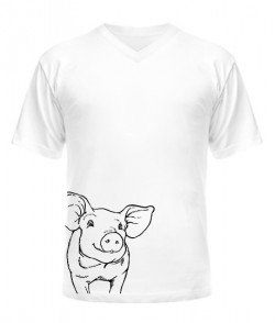 Чоловіча футболка з V-подібним вирізом свинка