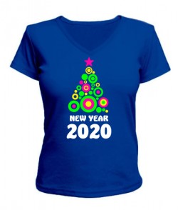 Женская футболка с V-образным вырезом New Year 2020