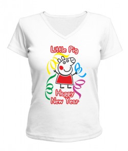 Женская футболка с V-образным вырезом Свинка Пепа