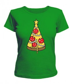 Женская футболка Елка Пицца