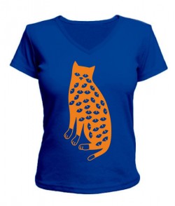 Женская футболка с V-образным вырезом Кот