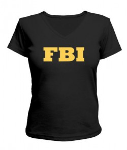 Женская футболка с V-образным вырезом FBI