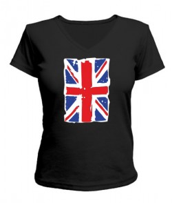 Женская футболка с V-образным вырезом Британский флаг2