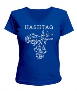 Женская футболка с V-образным вырезом HASHTAG