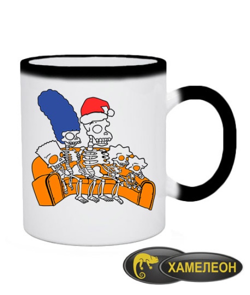 Чашка хамелеон Новогодние Симпсоны №7