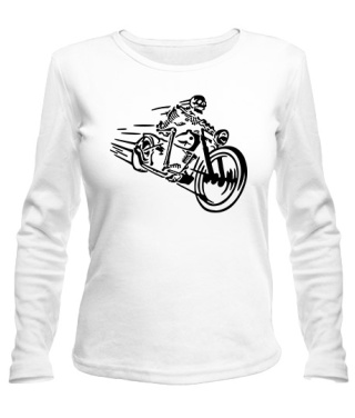 Жіночий лонгслів Скелет на мотоциклі