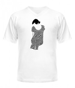 Чоловіча футболка з V-подібним вирізом Дівчина Зебра (Zebra)